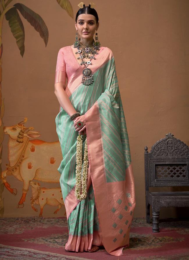 Silk Sky Blue Party Wear Weaving Saree